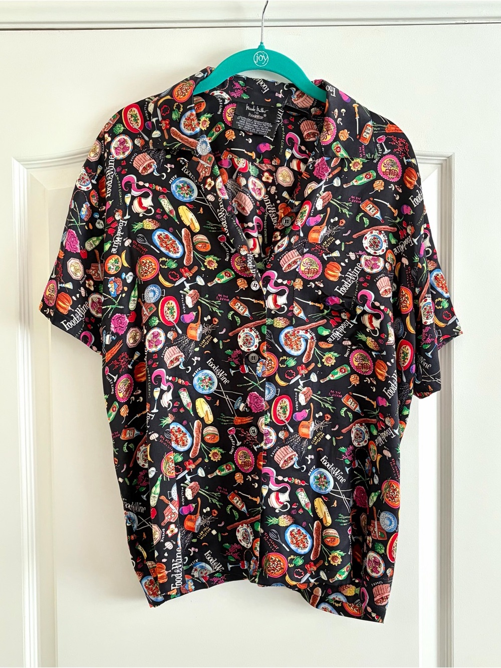 Nicole Miller Vintage 1993 Limited Edition Food / Wine Blouse Shirt Unisex Sz S